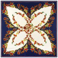 European And American New Style Silk Scarf Butterfly Flower Print 130cm Large Square Scarf sku image 4