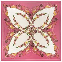 European And American New Style Silk Scarf Butterfly Flower Print 130cm Large Square Scarf sku image 5