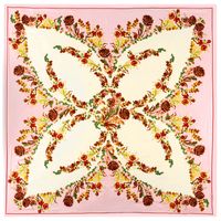 European And American New Style Silk Scarf Butterfly Flower Print 130cm Large Square Scarf sku image 6