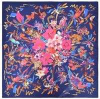 New Style 130cm Fashion Flowers Birds And Beasts Printed Silk Scarf sku image 1