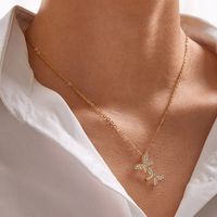 European And American Fashion Personality Size Butterfly Hollow Alloy Diamond Necklace sku image 10