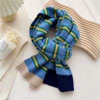 Clashing Color Striped Winter Knitted Wool Scarf Wholesale sku image 3