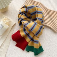 Clashing Color Striped Winter Knitted Wool Scarf Wholesale sku image 4