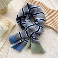 Clashing Color Striped Winter Knitted Wool Scarf Wholesale sku image 5