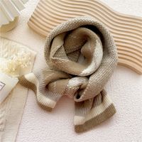 Short Clashing Color Lattice Knitted Wool Warm Small Scarf sku image 2