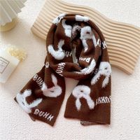 Short Bunny Cute Two-color Knitted Warm Small Scarf sku image 1