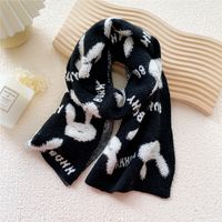 Short Bunny Cute Two-color Knitted Warm Small Scarf sku image 2