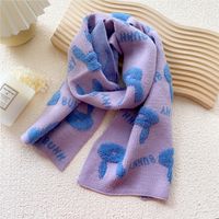 Short Bunny Cute Two-color Knitted Warm Small Scarf sku image 3