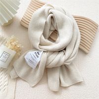 Korean Autumn And Winter Pure Color Patch Knitted Warm Scarf sku image 1
