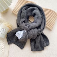 Korean Autumn And Winter Pure Color Patch Knitted Warm Scarf sku image 2