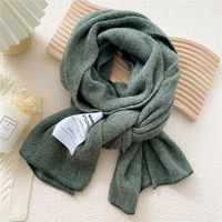 Korean Autumn And Winter Pure Color Patch Knitted Warm Scarf sku image 3