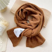 Korean Autumn And Winter Pure Color Patch Knitted Warm Scarf sku image 4