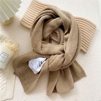 Korean Autumn And Winter Pure Color Patch Knitted Warm Scarf sku image 5