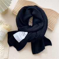Korean Autumn And Winter Pure Color Patch Knitted Warm Scarf sku image 6