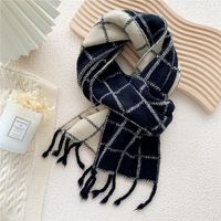 Plaid Tassel Autumn And Winter Knitted Warm Scarf sku image 1