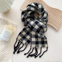 Plaid Tassel Autumn And Winter Knitted Warm Scarf sku image 3