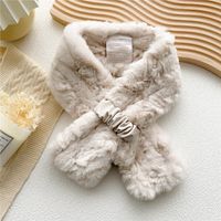 Pure Color Cross Plush Scarf For Women In Winter sku image 1