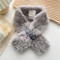 Pure Color Cross Plush Scarf For Women In Winter sku image 3