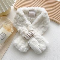 Pure Color Cross Plush Scarf For Women In Winter sku image 4