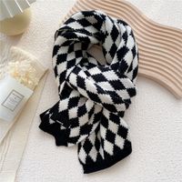 Retro Plaid Two-color Knitted Scarf Wholesale sku image 1