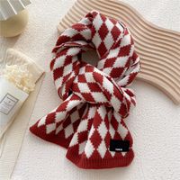 Retro Plaid Two-color Knitted Scarf Wholesale sku image 2