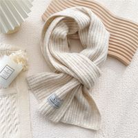 Simple Solid Color Striped Knitted Scarf Wholesale sku image 1