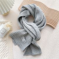 Simple Solid Color Striped Knitted Scarf Wholesale sku image 2
