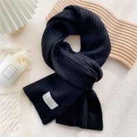 Simple Solid Color Striped Knitted Scarf Wholesale sku image 3