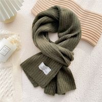 Simple Solid Color Striped Knitted Scarf Wholesale sku image 4