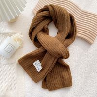 Simple Solid Color Striped Knitted Scarf Wholesale sku image 5