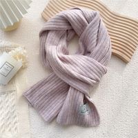 Simple Solid Color Striped Knitted Scarf Wholesale sku image 8