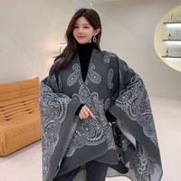Ethnic Slit Scarf Cashew Thickened Warmth Double-sided Cape sku image 3