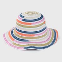 Rainbow Striped Linen Mixed Hat Sunscreen Sun Hat Wholesale sku image 2