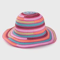 Rainbow Striped Linen Mixed Hat Sunscreen Sun Hat Wholesale sku image 4