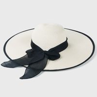 Large-edge Bow-knot Edging Straw Sunscreen Hat sku image 4