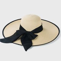 Large-edge Bow-knot Edging Straw Sunscreen Hat sku image 8