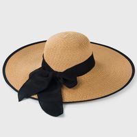 Large-edge Bow-knot Edging Straw Sunscreen Hat sku image 11