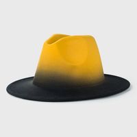New Woolen Tie-dye Gradient Big Brim Jazz Hat Wholesale sku image 3