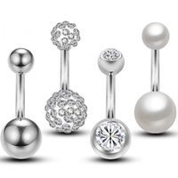 Combination Set Stainless Steel Zircon Belly Button Nail Belly Button Ring Piercing Jewelry sku image 1