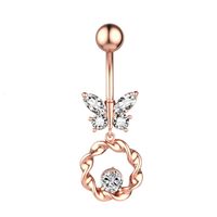 Butterfly Zircon Belly Button Ring Belly Button Nail Piercing Jewelry sku image 2