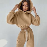 New Autumn And Winter Fashion Hooded Long-sleeved Tops Slim Lace-up Pants Suit main image 11