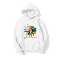 Hooded Flower Fashion Print Long-sleeved Fleece Sweatshirt sku image 1