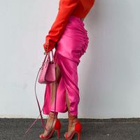 New Fall Winter Fashion Drawstring Ruffled Split Zipper Slim Skirt main image 9