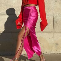 New Fall Winter Fashion Drawstring Ruffled Split Zipper Slim Skirt main image 10