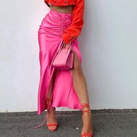 New Fall Winter Fashion Drawstring Ruffled Split Zipper Slim Skirt main image 11