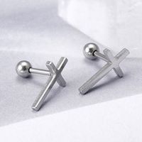 Simple Cross Titanium Steel Hypoallergenic Earrings Wholesale main image 1