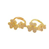 European And American Fashion Trend Ring 18k Gold Plated With Zircon Four-leaf Clover Ring main image 6