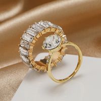 French Retro Fashion Elegant Metal Texture Diamond Alloy Set Ring Wholesale main image 1