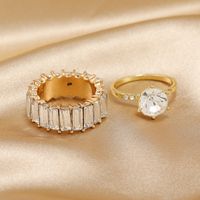 French Retro Fashion Elegant Metal Texture Diamond Alloy Set Ring Wholesale main image 4