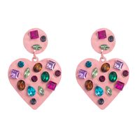 European And American Fashion Heart-shaped Earrings Alloy Paint Color Rhinestone Earrings main image 6